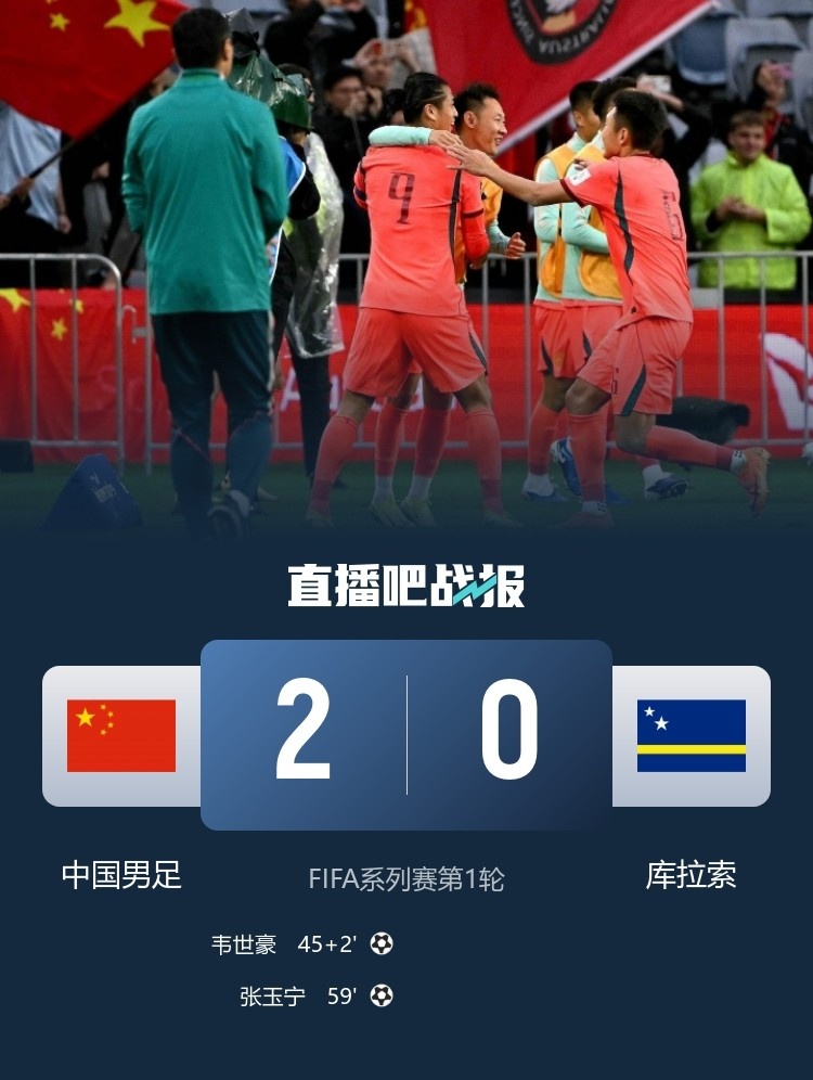 國足2-0完勝世界杯新軍庫拉索 張玉寧傳射主導(dǎo)戰(zhàn)術(shù)勝利