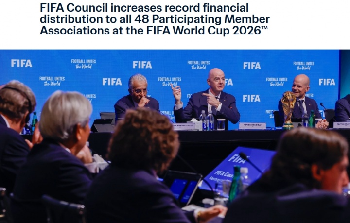 FIFA大會通過捂嘴紅牌、黃牌清零等多項改革，2026世界杯分成增至8.71億
